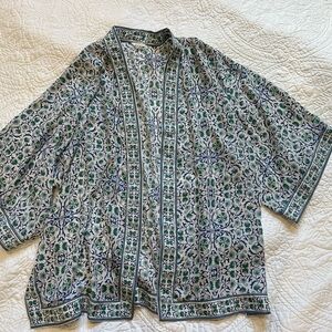 Max Studio Blue and Green Patterned Kimono